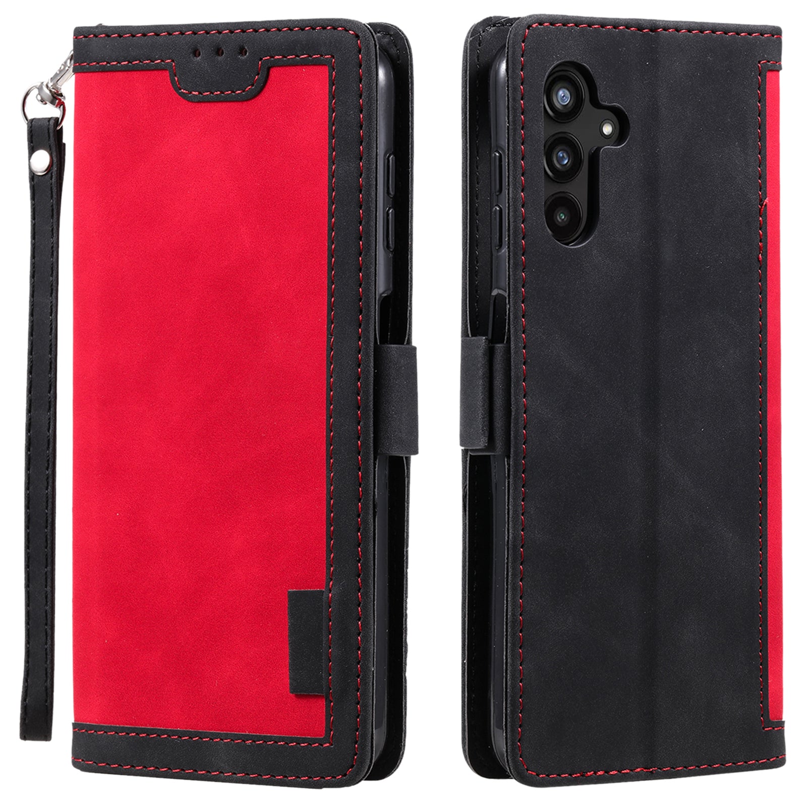For Samsung Galaxy A34 5G Retro Color Splicing PU Leather Phone Case Flip Stand Wallet Cover with Strap For Samsung Galaxy A34 5G Retro Color Splicing PU Leather Phone Case Flip Stand Wallet Cover with Strap